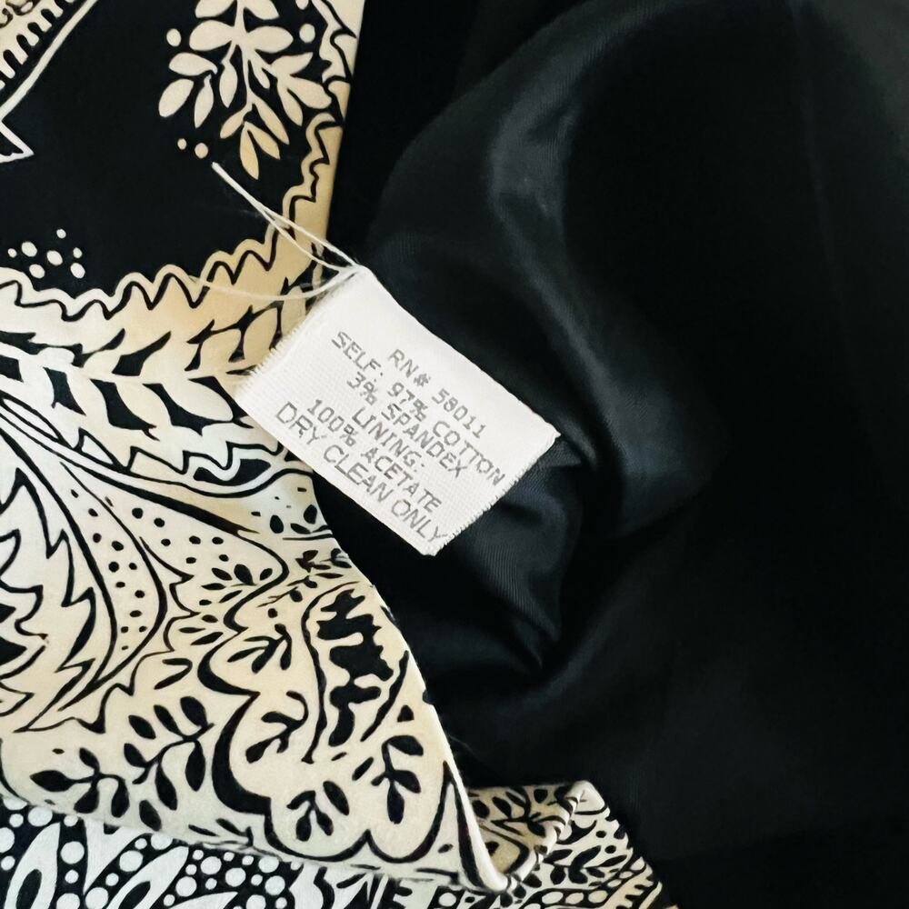 David Meister Black White Paisley Print Sleeveless Sheath Dress Size 2 - Picture 4 of 7